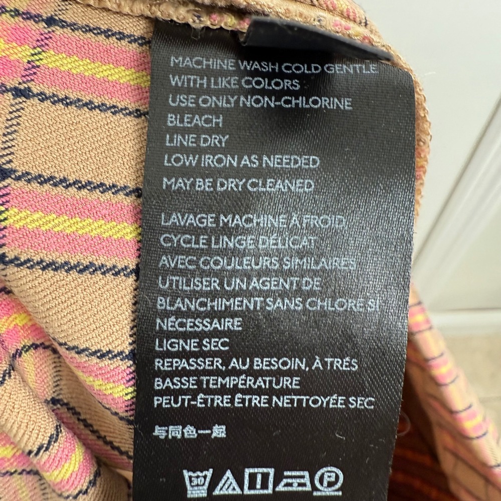 Anthropologie The Essential Slim‎ Plaid Cropped Pants Women's US 10 Pink Tan - Picture 12 of 13